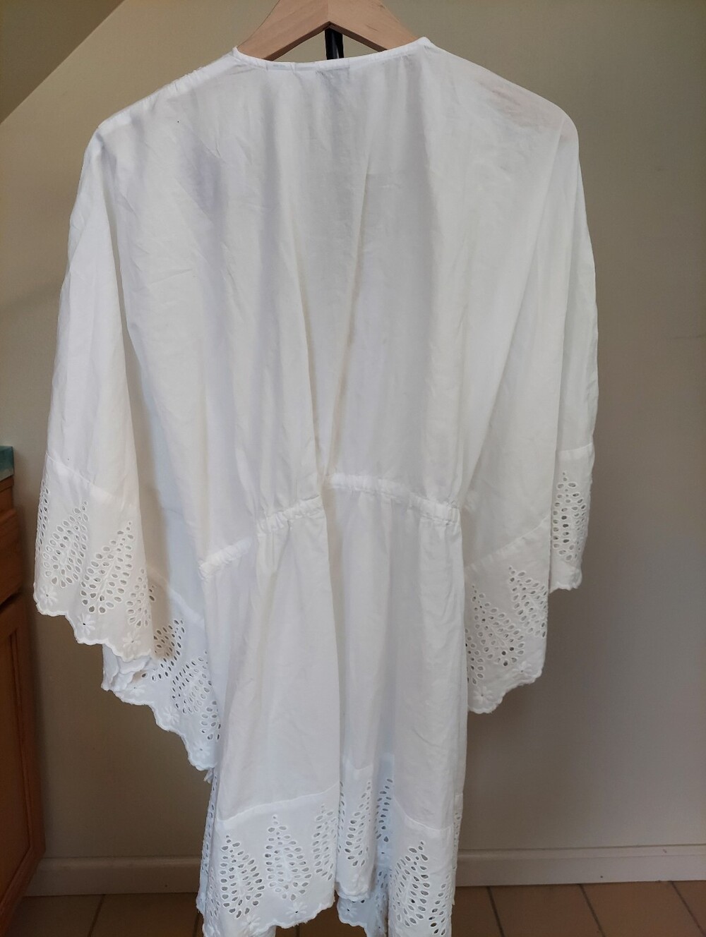 Lands' End White Eyelet Tie Front Kimono Cover-Up Swim Sz One Size - Picture 7 of 7